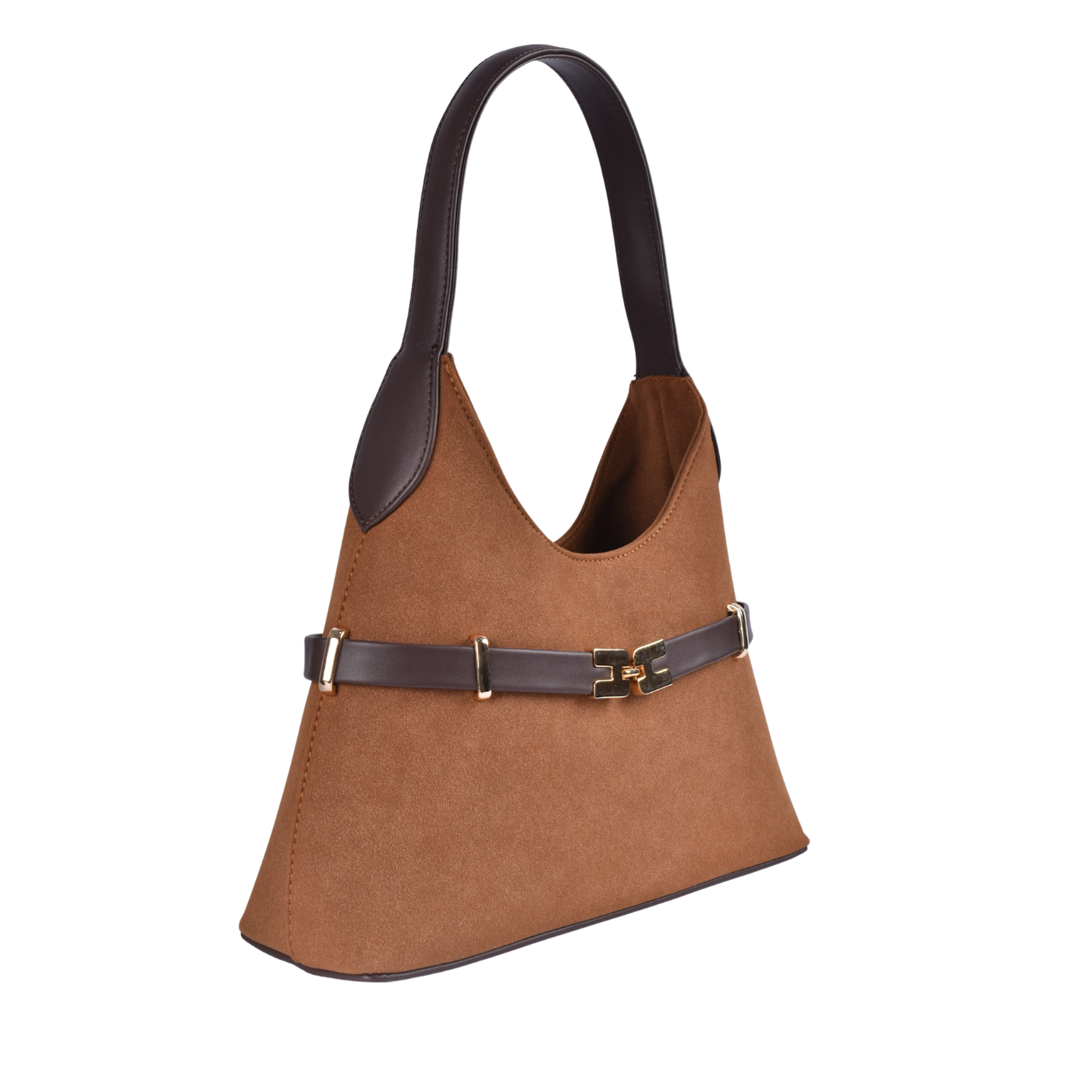 Women’s Elegant Shoulder Handbag with Gold Detail