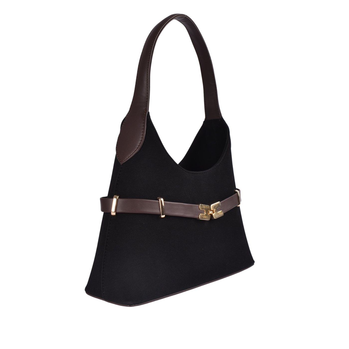 Women’s Elegant Shoulder Handbag with Gold Detail