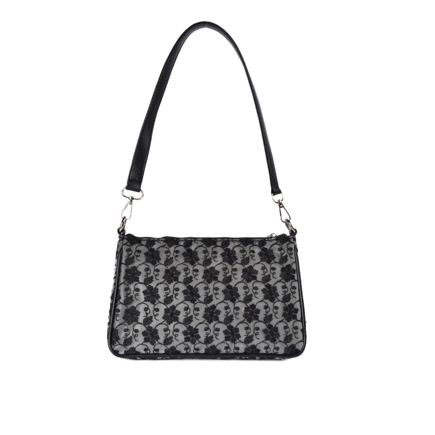 Trendy Lace Shoulder Bag Soft Feminine Style Black