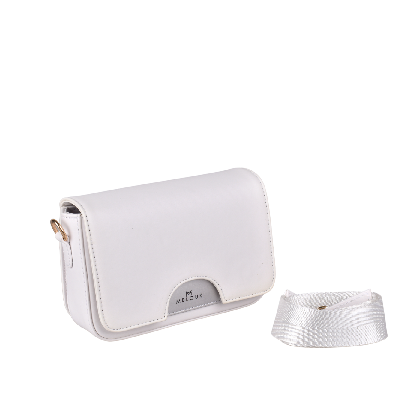 Basic Leather Cross Body Bag White Melouk