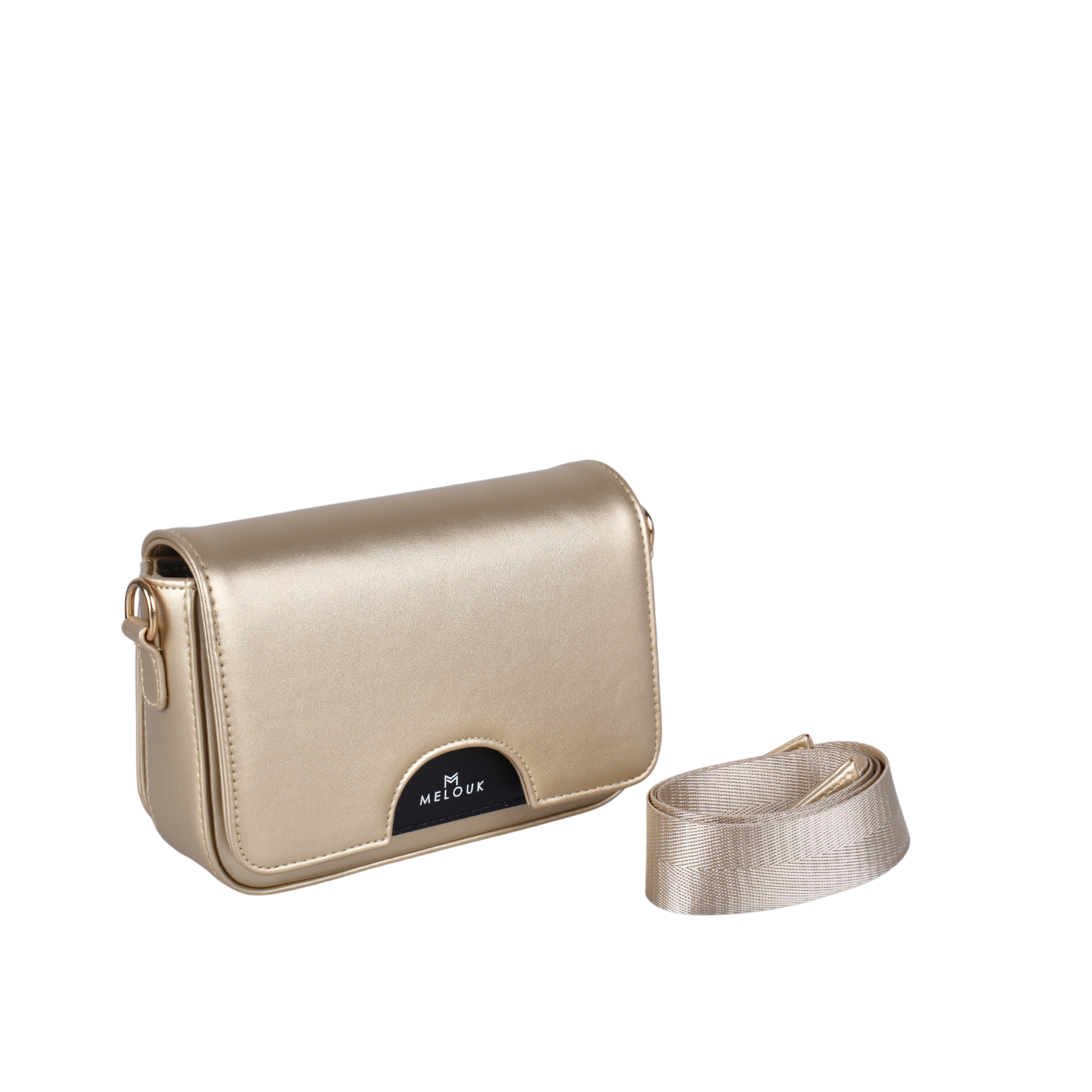 Basic Leather Cross Body Bag Gold Melouk