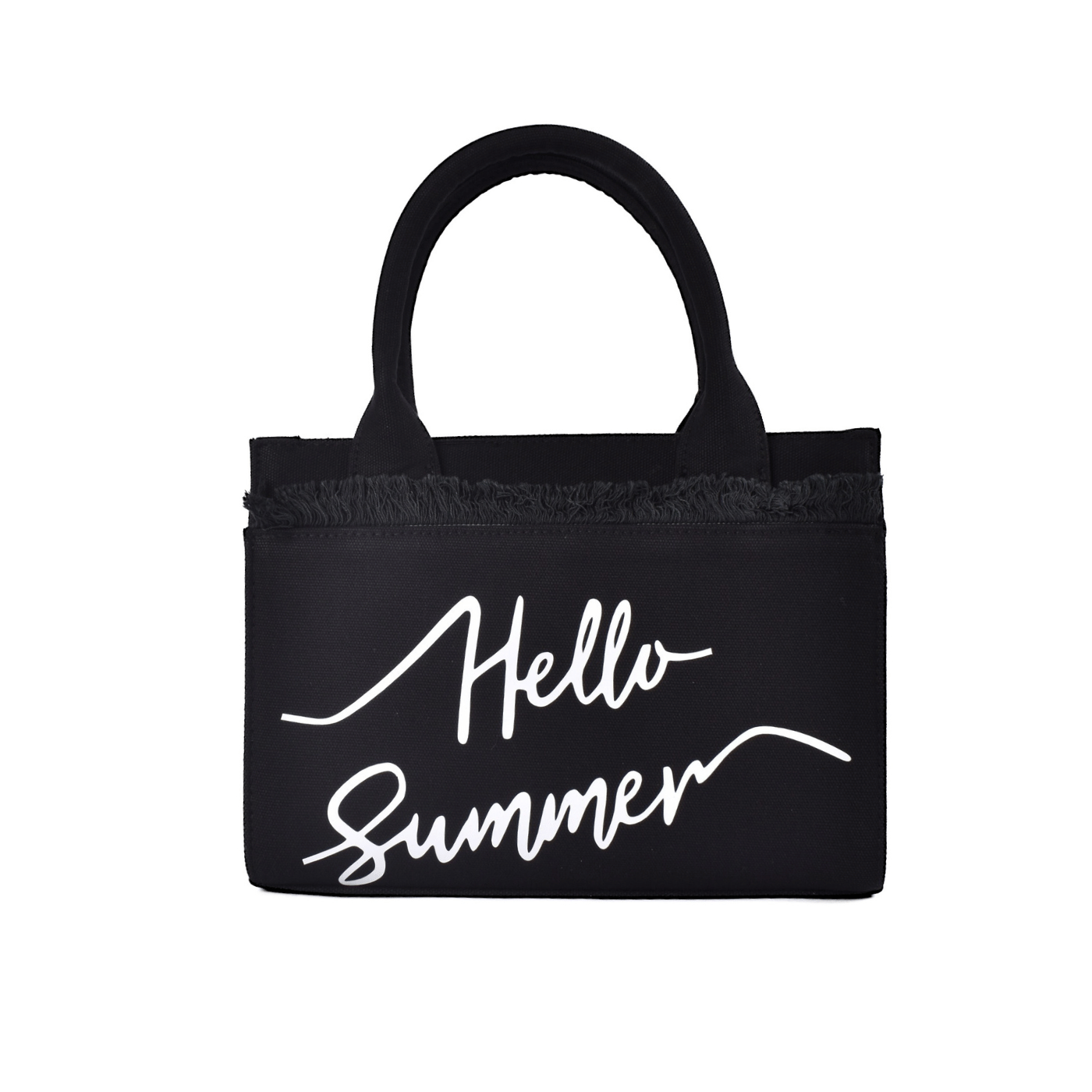 Pastel Mini Canvas Tote Bag with Fringe Black Melouk