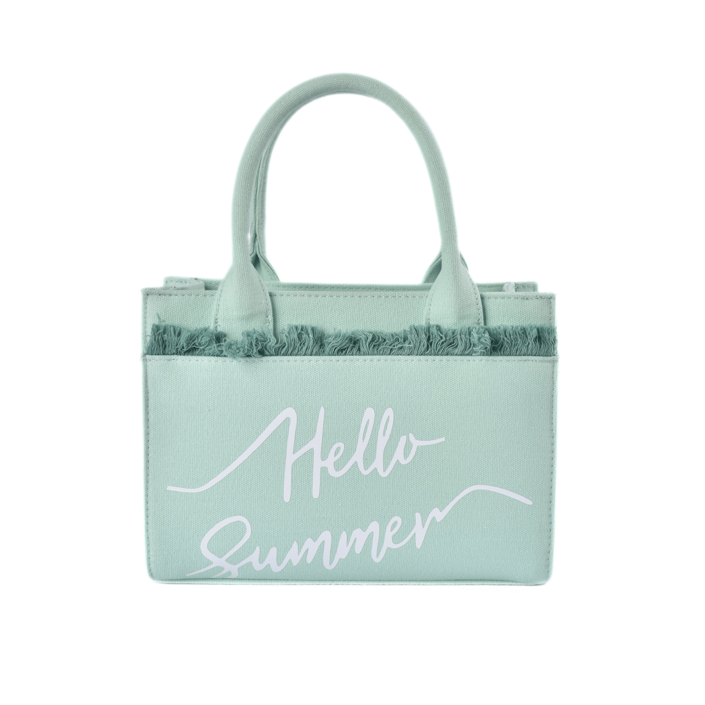 Pastel Mini Canvas Tote Bag with Fringe Mint Green Melouk
