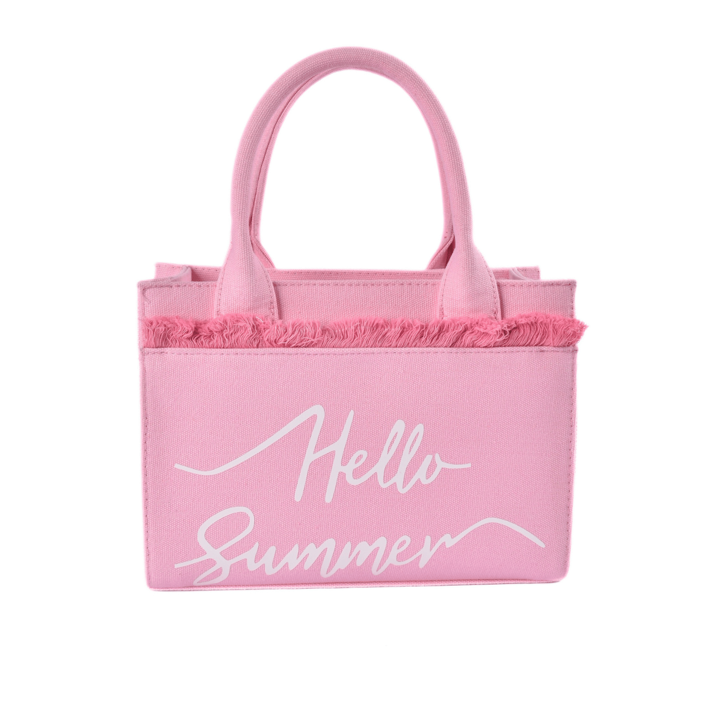 Pastel Mini Canvas Tote Bag with Fringe Pink Melouk