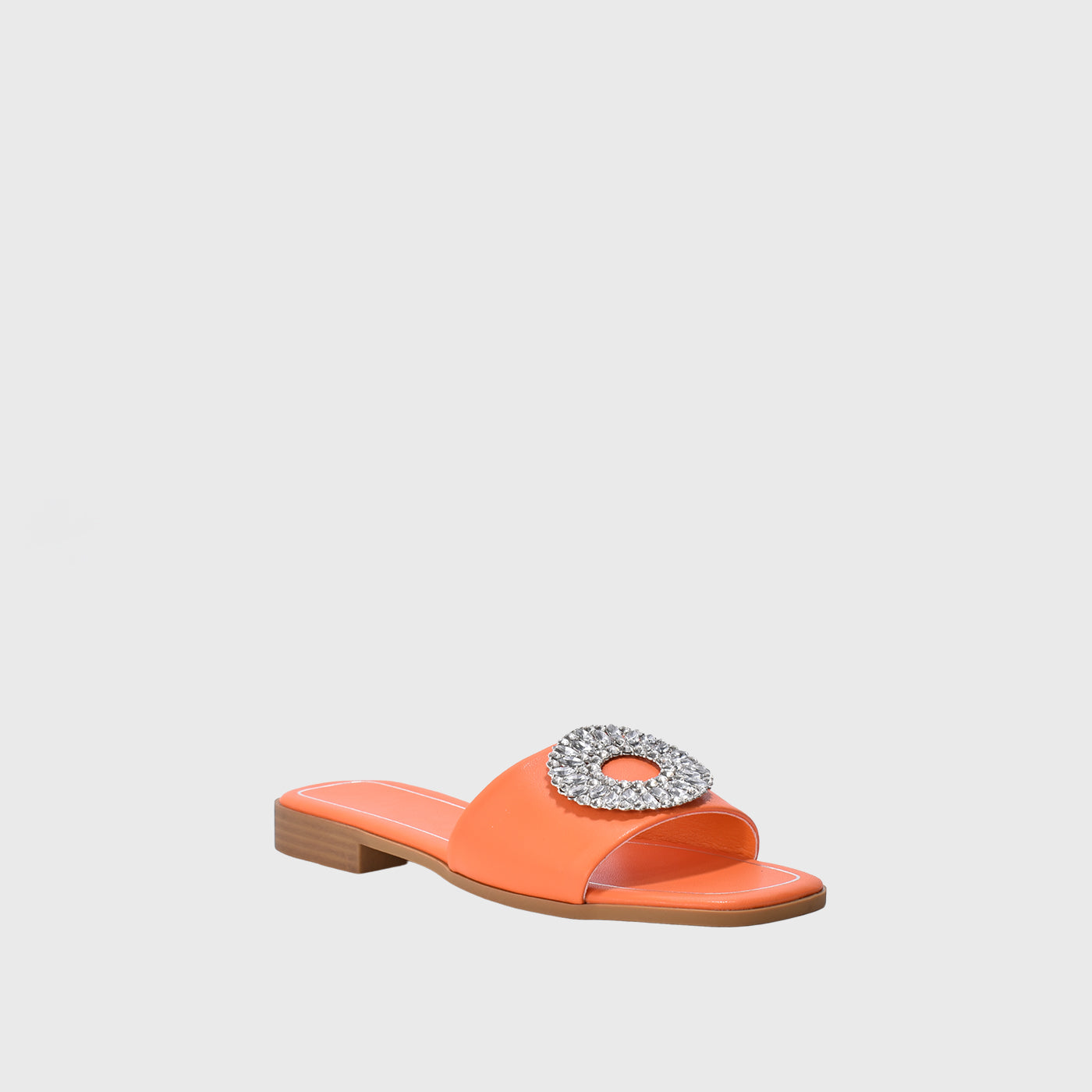 Decorative Buckle Squared Toecap Slipper Orange