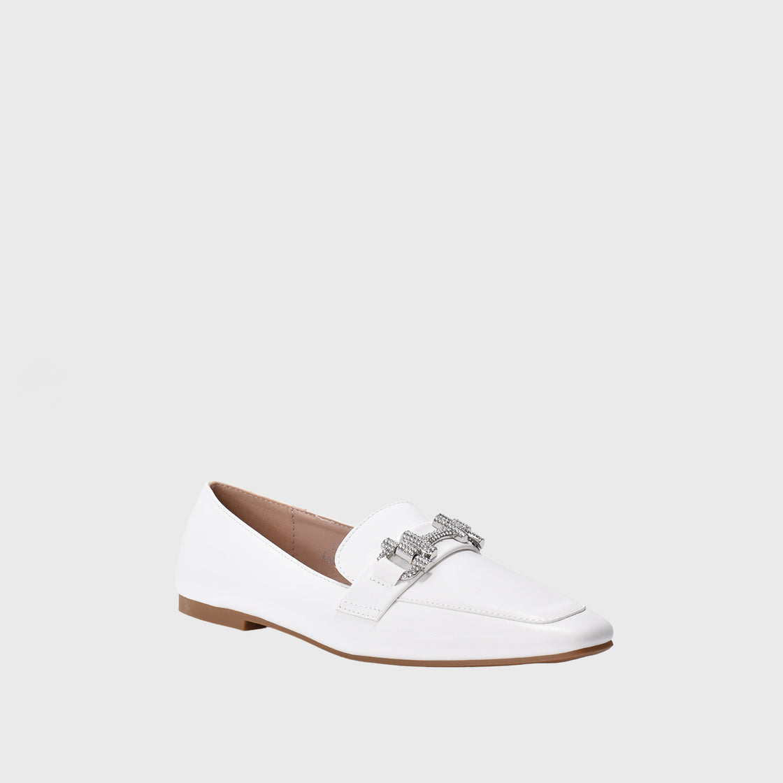 Sqaured Toecap Slip-On Loafers White