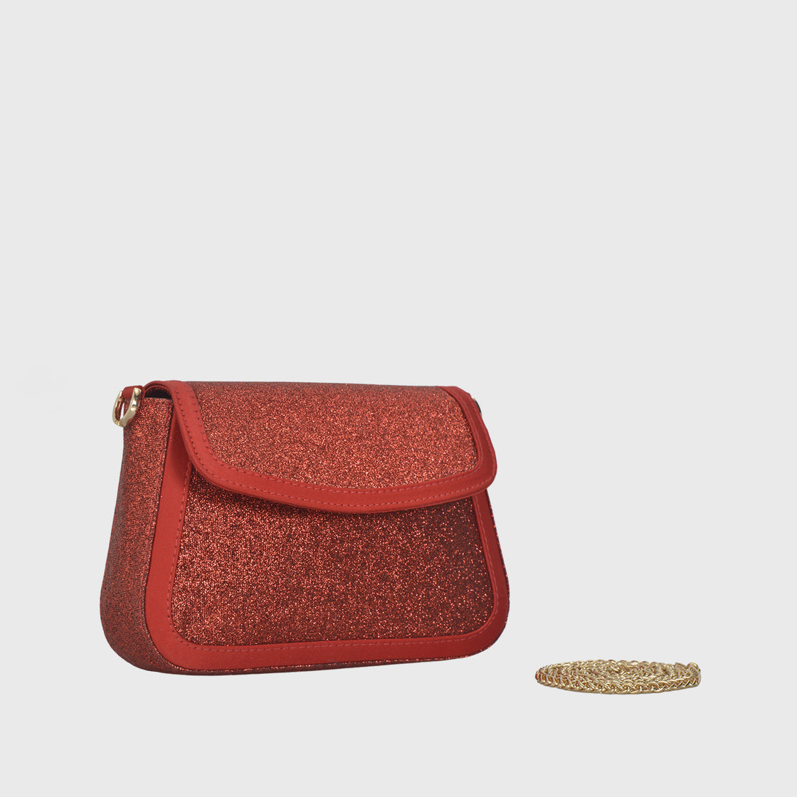 Crystal-Embellished Clutch Bag Red