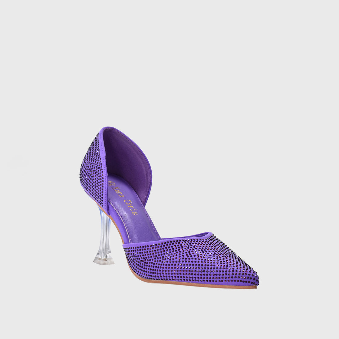 Strass Pointed High Heels Pumps Purple