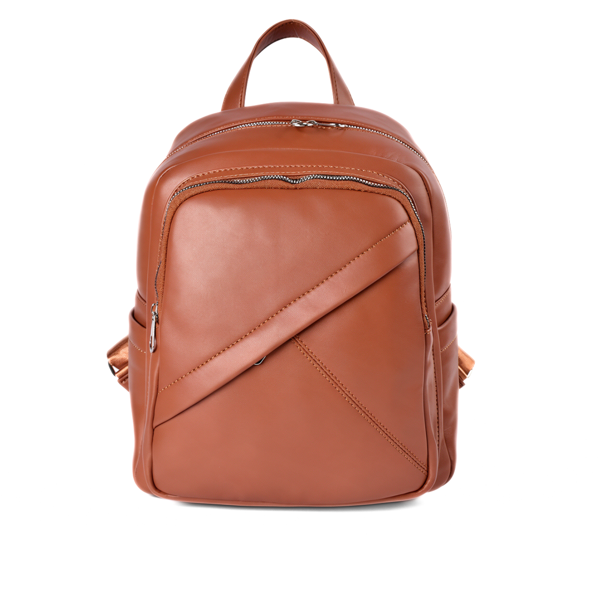 Simple Backpack with Front Zipper Pocket Havana