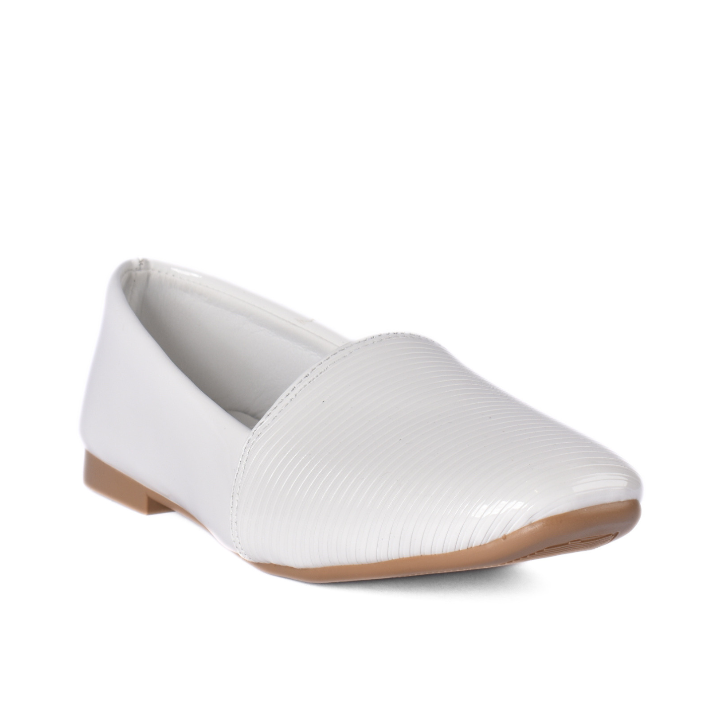 Textured Flat Shoes Simple Front Design White