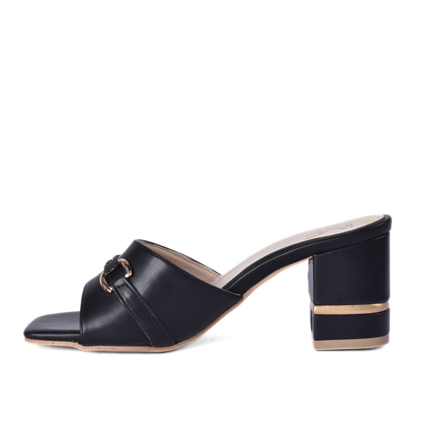 Chic High Heel Slipper with Front Hardware Accent