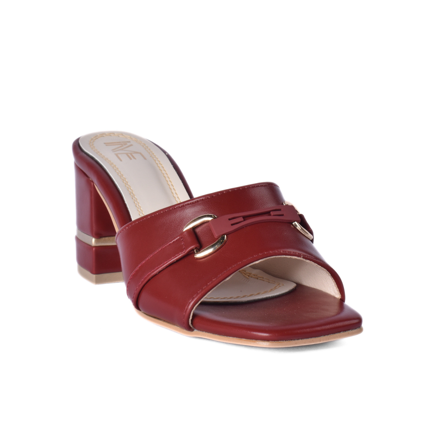 Chic High Heel Slipper with Front Hardware Accent