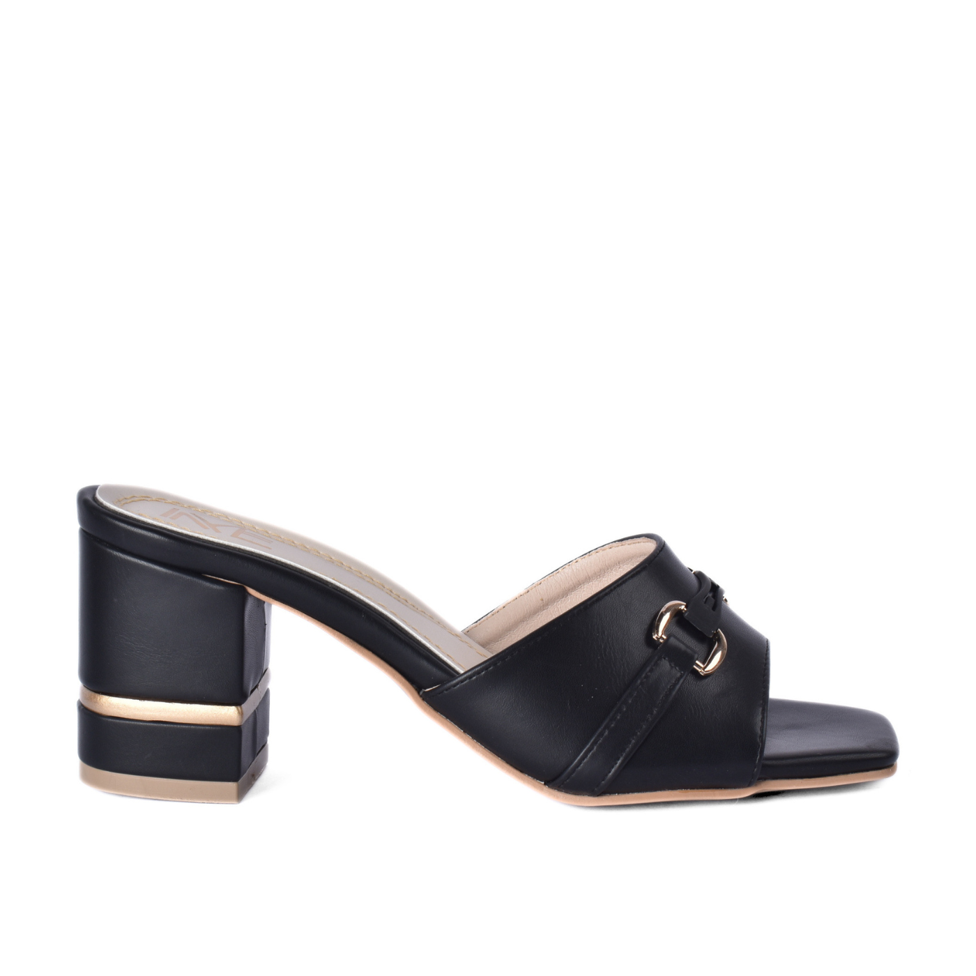 Chic High Heel Slipper with Front Hardware Accent