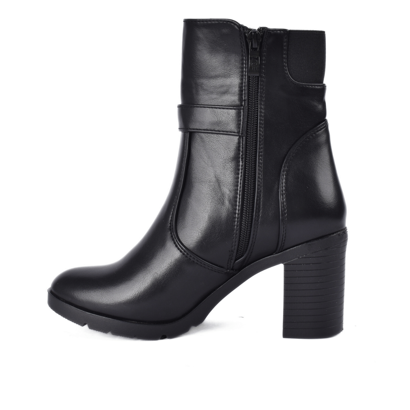 Block Heel Ankle Boots with Buckle Detail