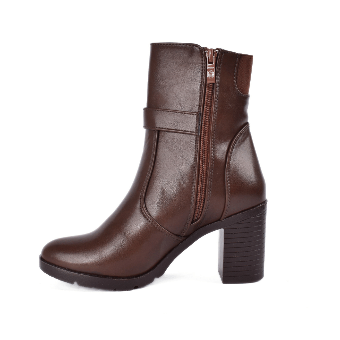 Block Heel Ankle Boots with Buckle Detail