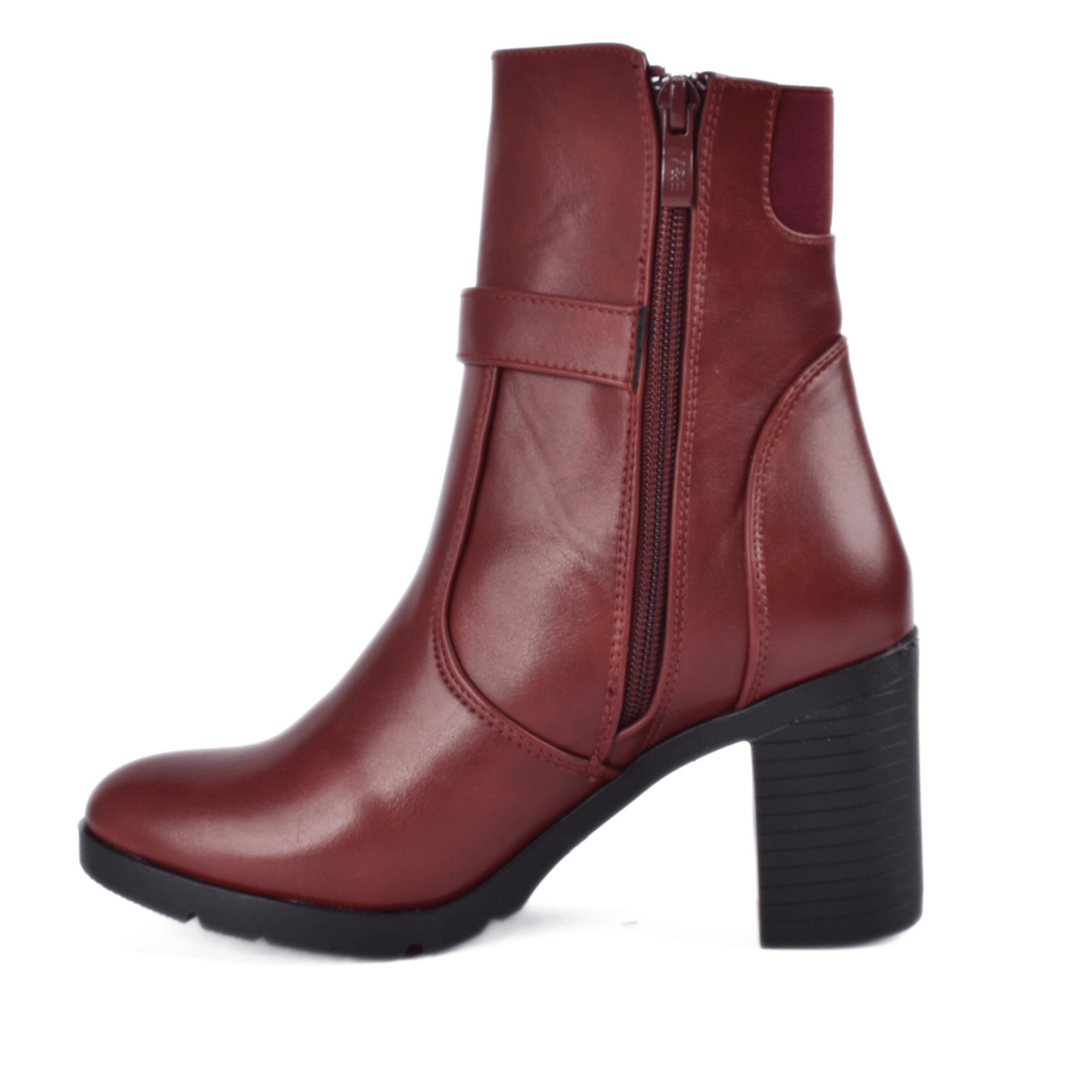 Block Heel Ankle Boots with Buckle Detail