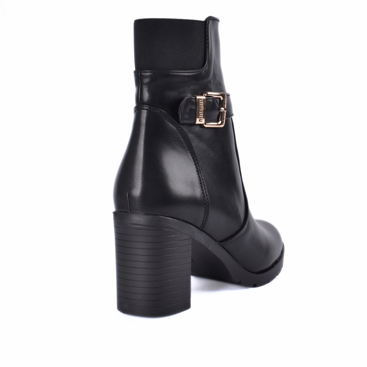 Block Heel Ankle Boots with Buckle Detail