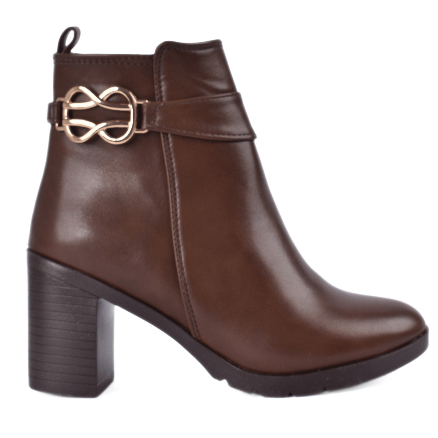 Chic Heeled Boots with Simple Strap Buckle