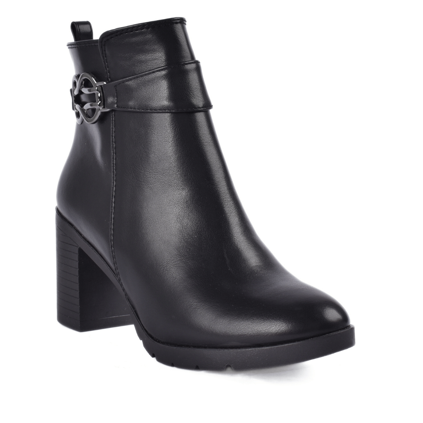 Chic Heeled Boots with Simple Strap Buckle