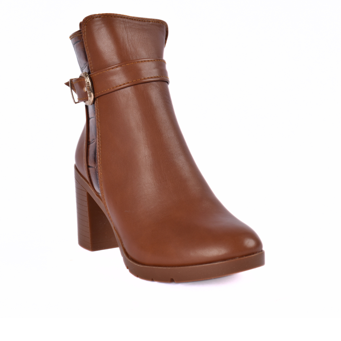 Premium Leather Ankle Boot with Block Heel