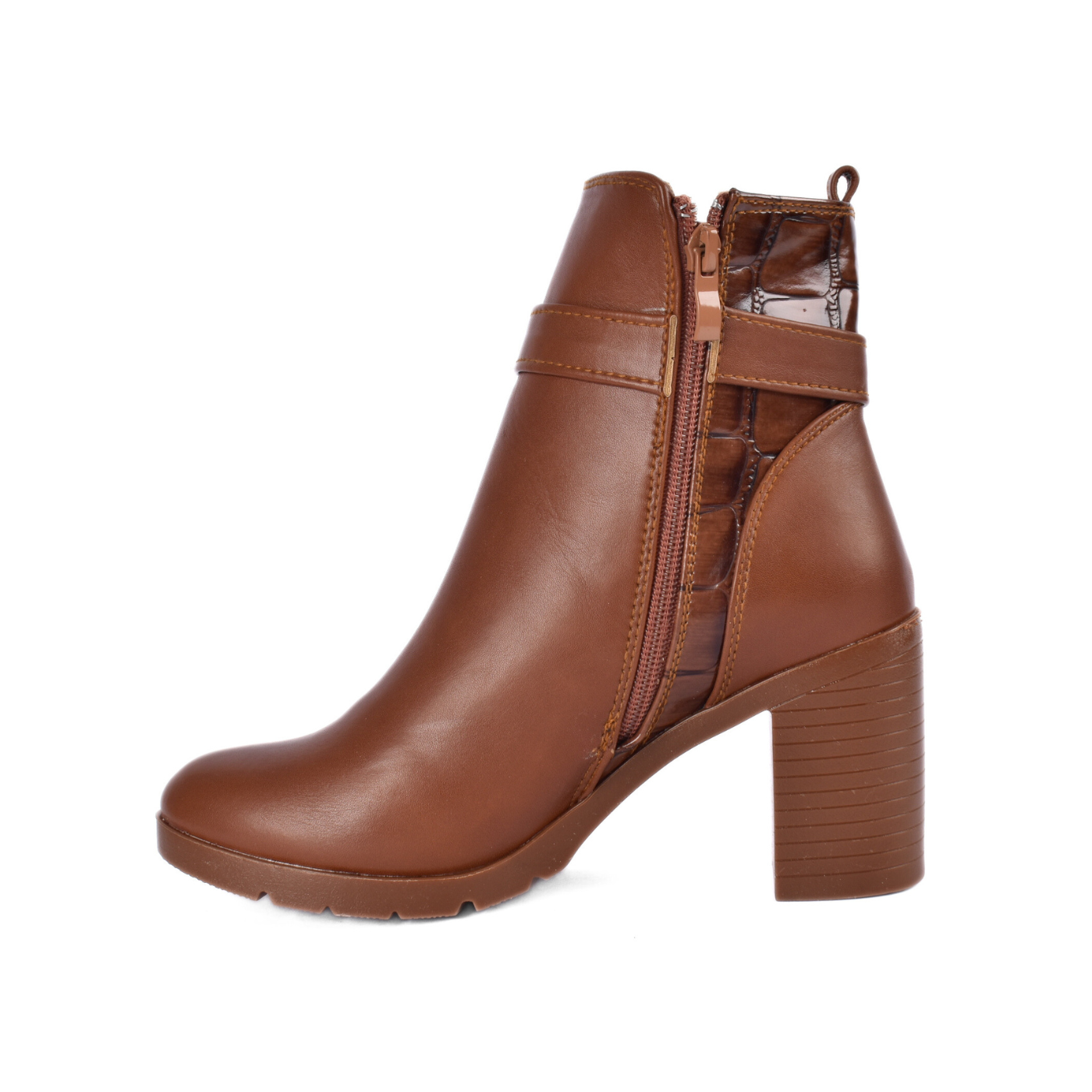 Premium Leather Ankle Boot with Block Heel