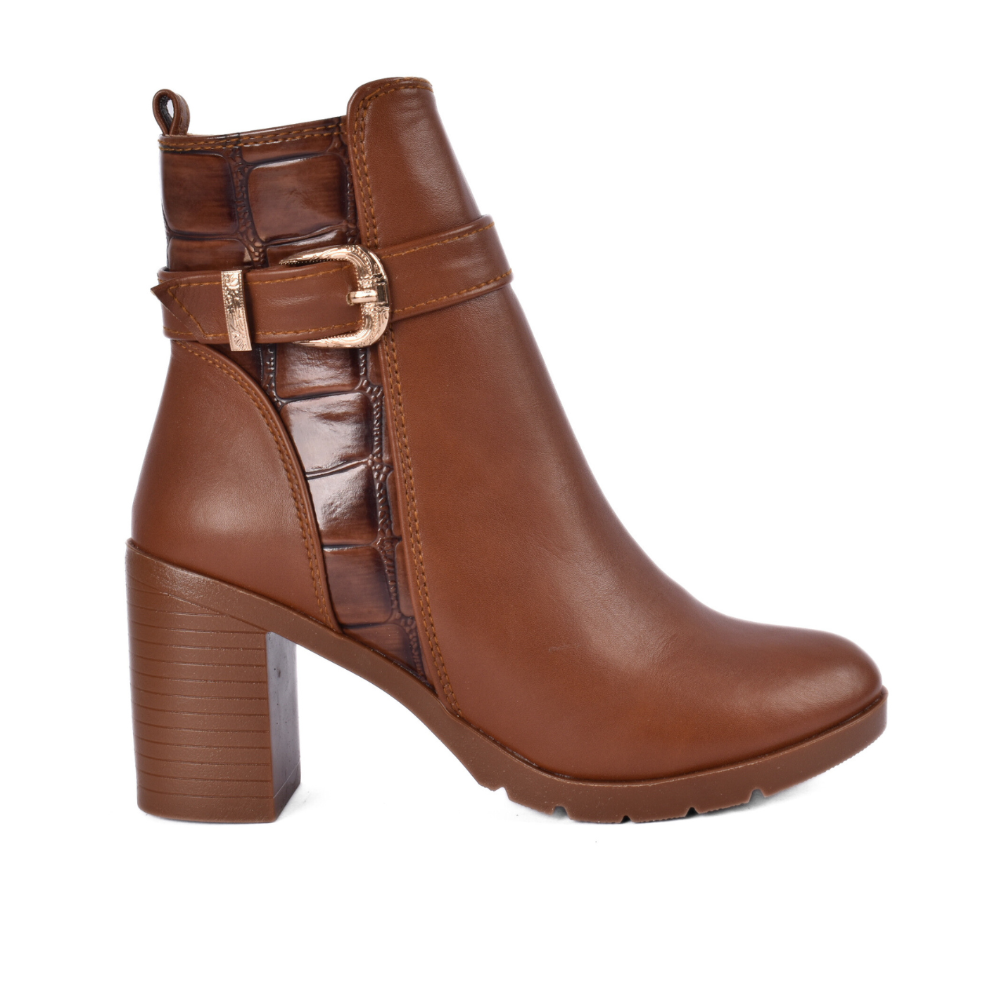 Premium Leather Ankle Boot with Block Heel