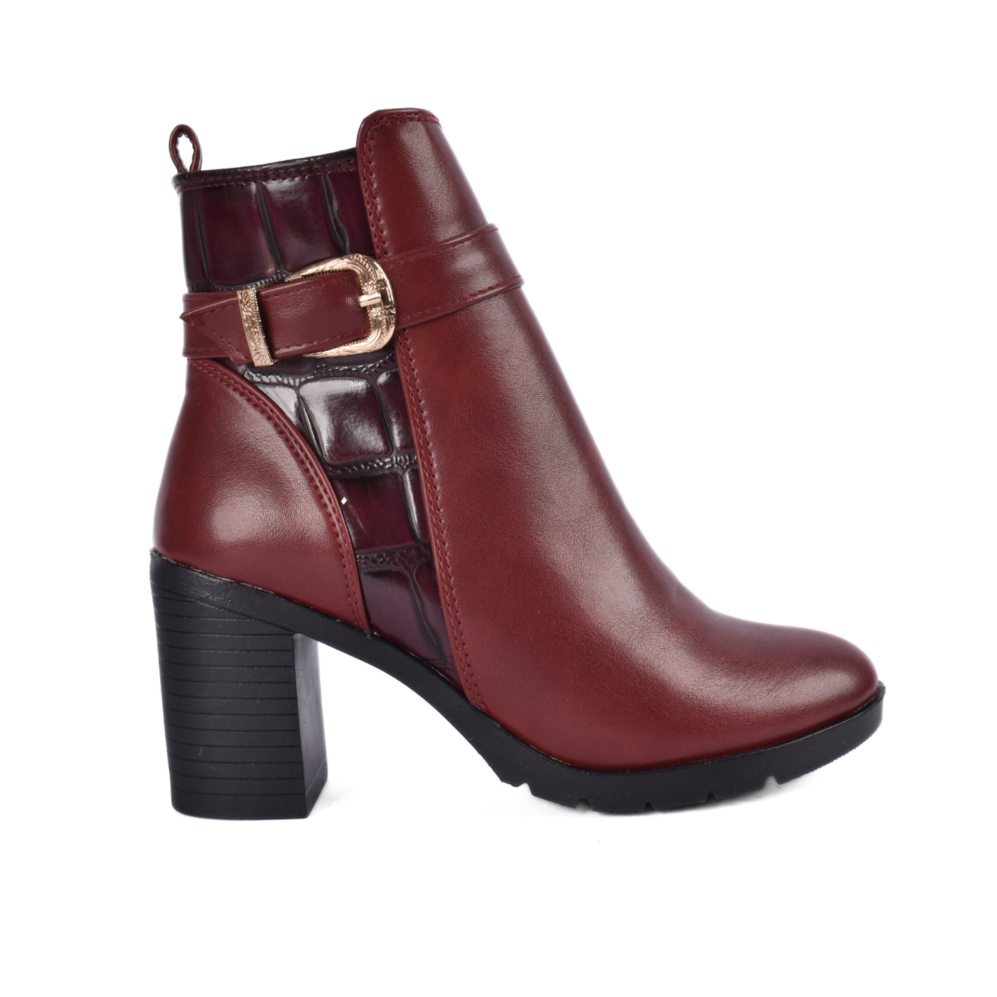 Premium Leather Ankle Boot with Block Heel