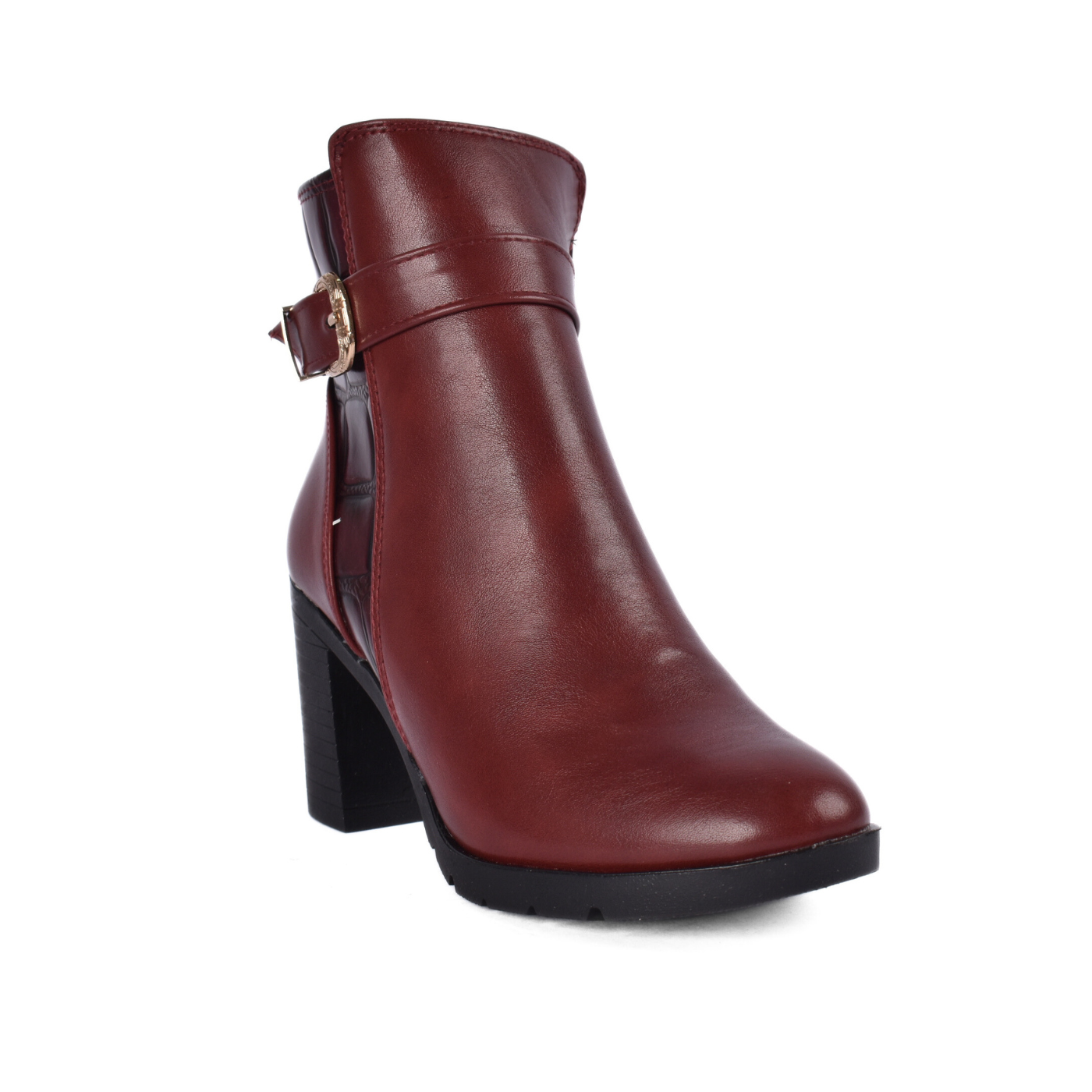Premium Leather Ankle Boot with Block Heel