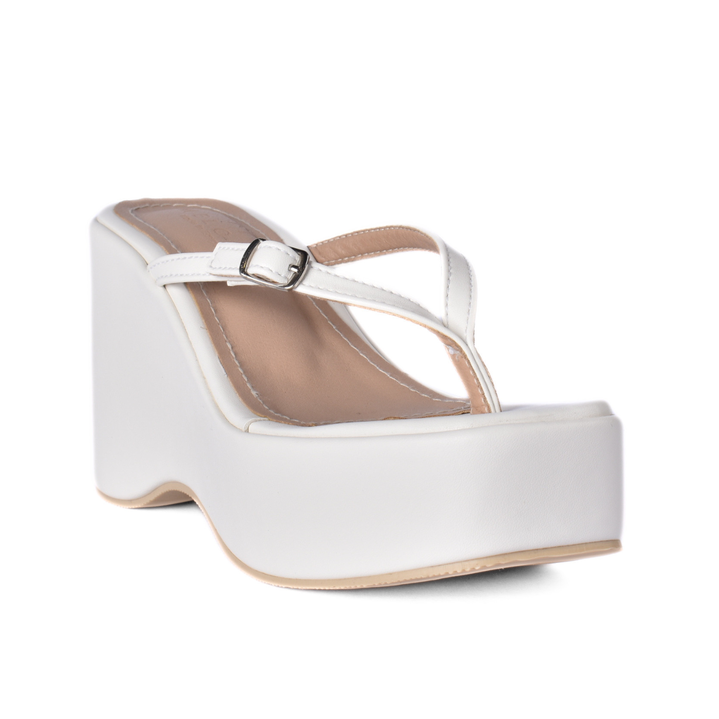 Slipper Buckle Strap Design White