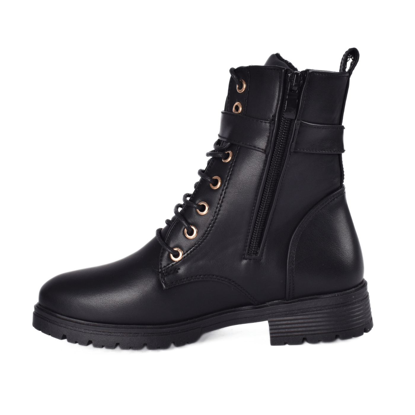 Flat Boots with Gold Hardware