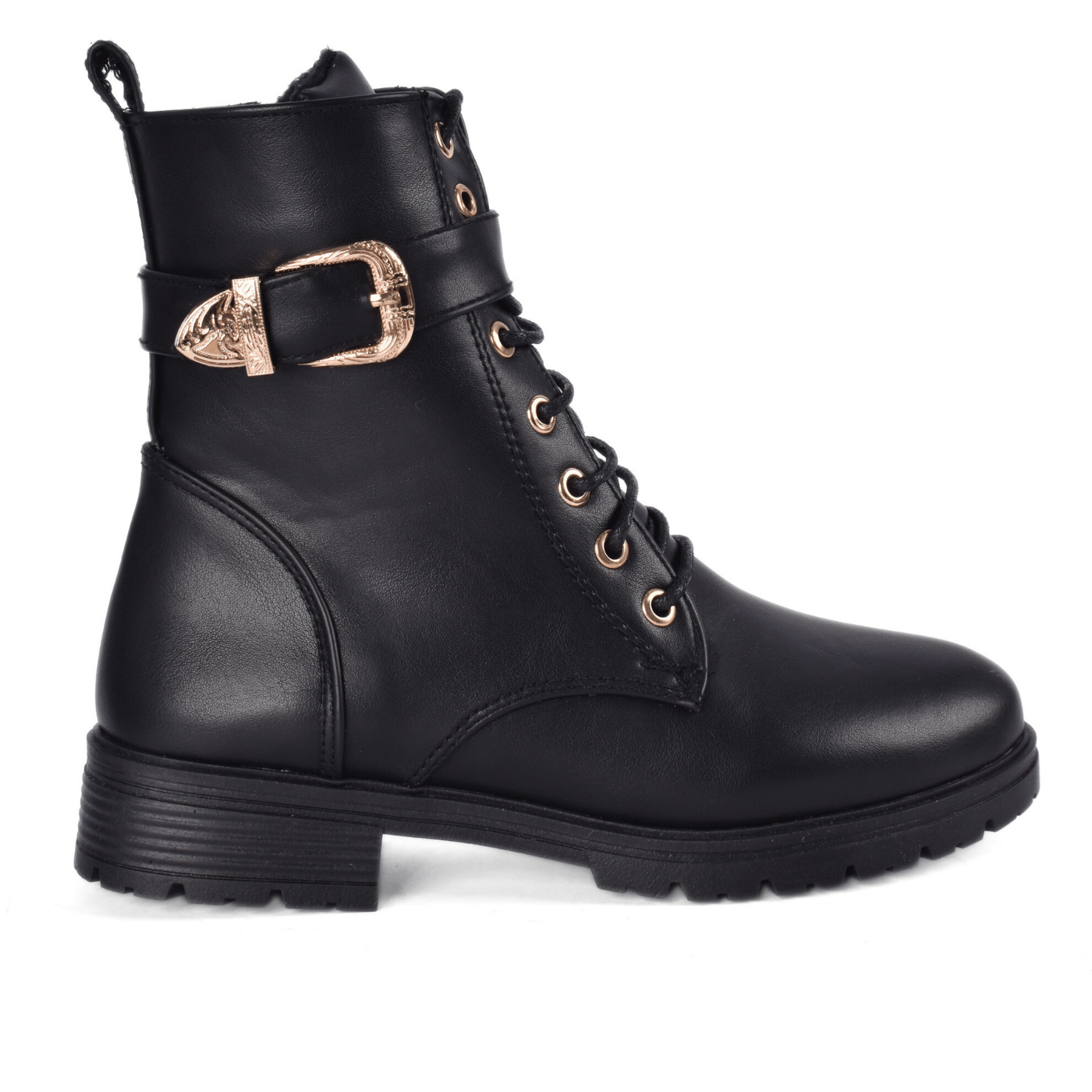 Flat Boots with Gold Hardware