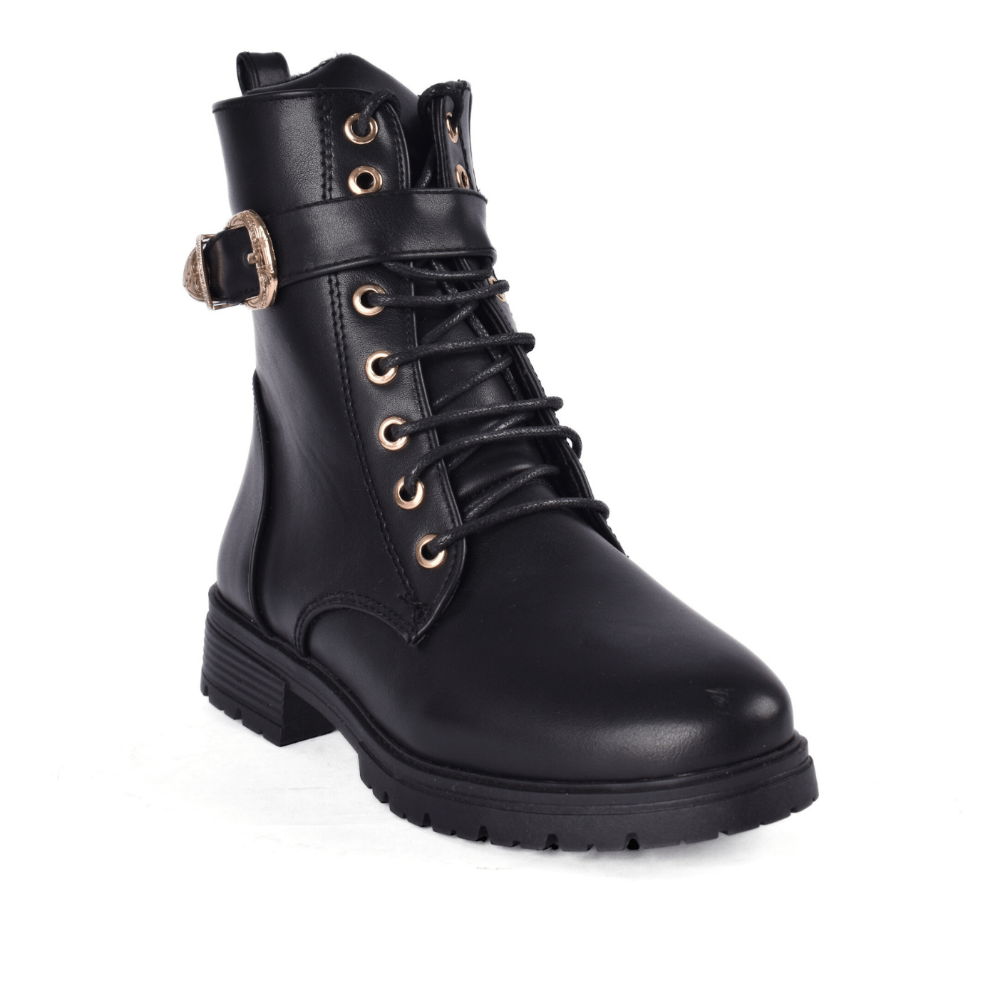 Flat Boots with Gold Hardware