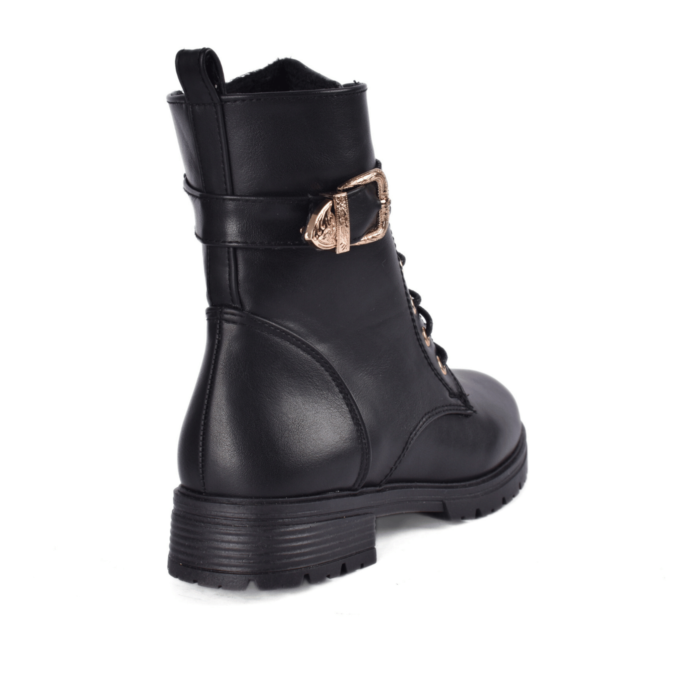 Flat Boots with Gold Hardware