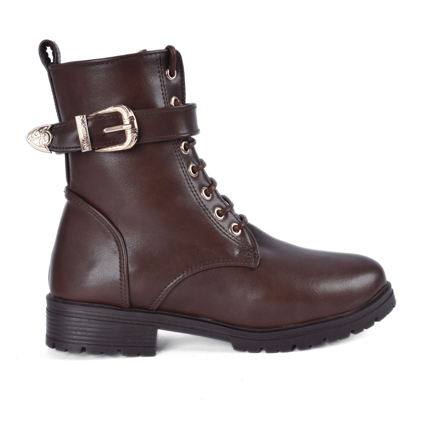 Flat Boots with Gold Hardware