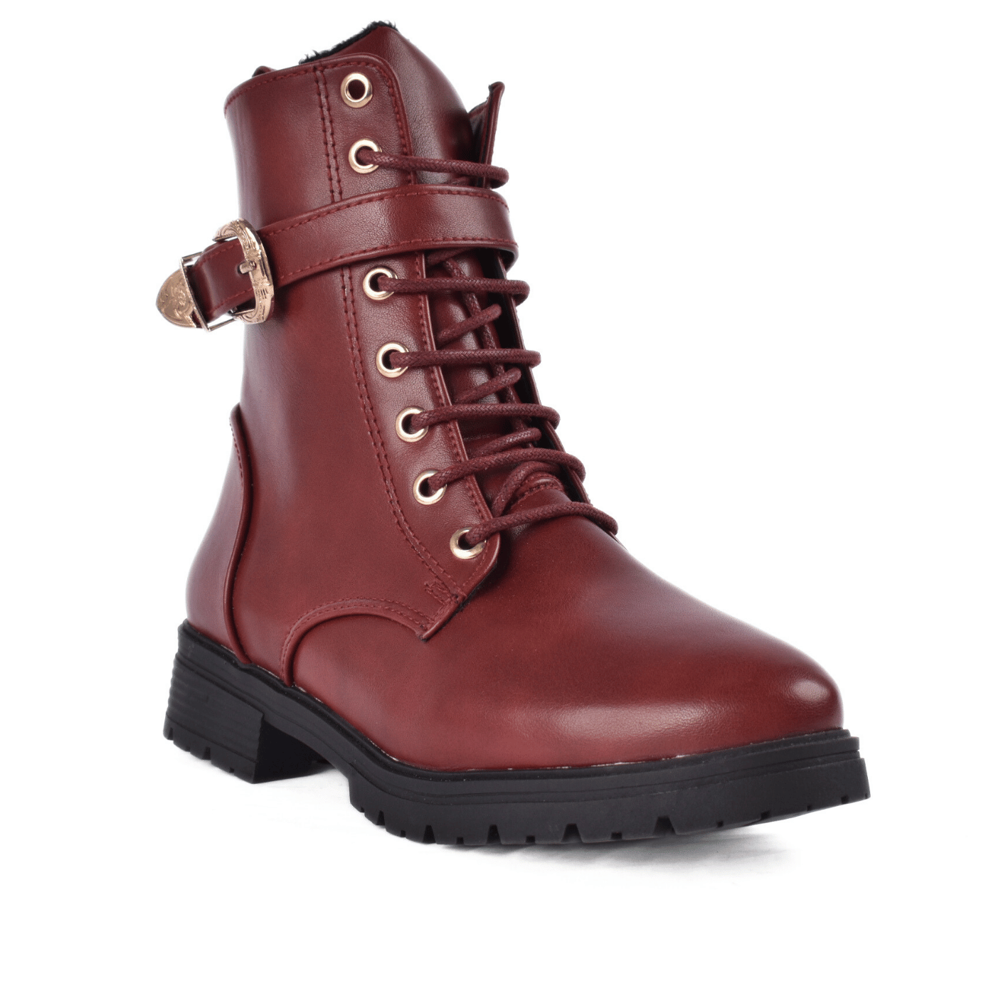 Flat Boots with Gold Hardware