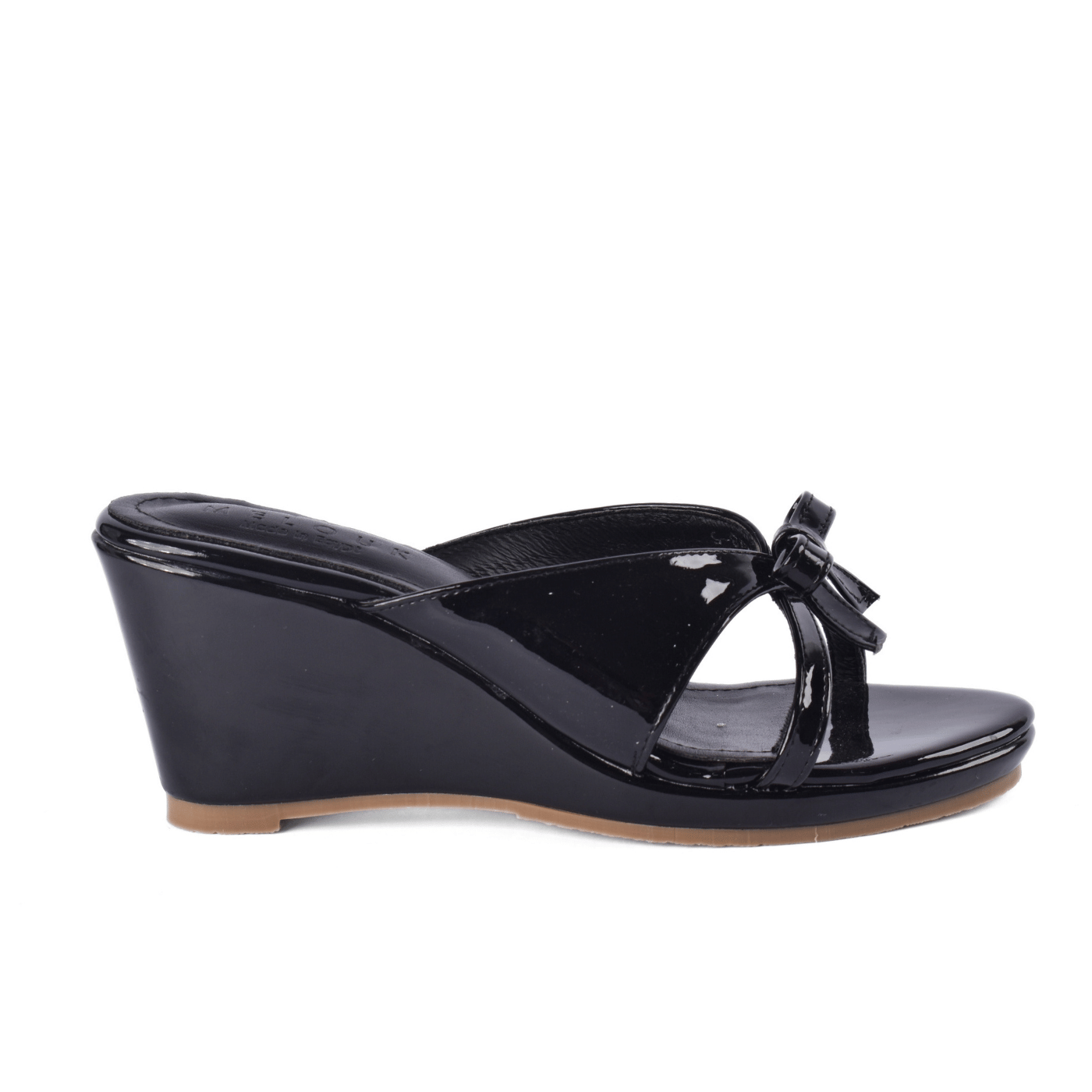 Shiny Slip-On Heels with Front Bow Melouk