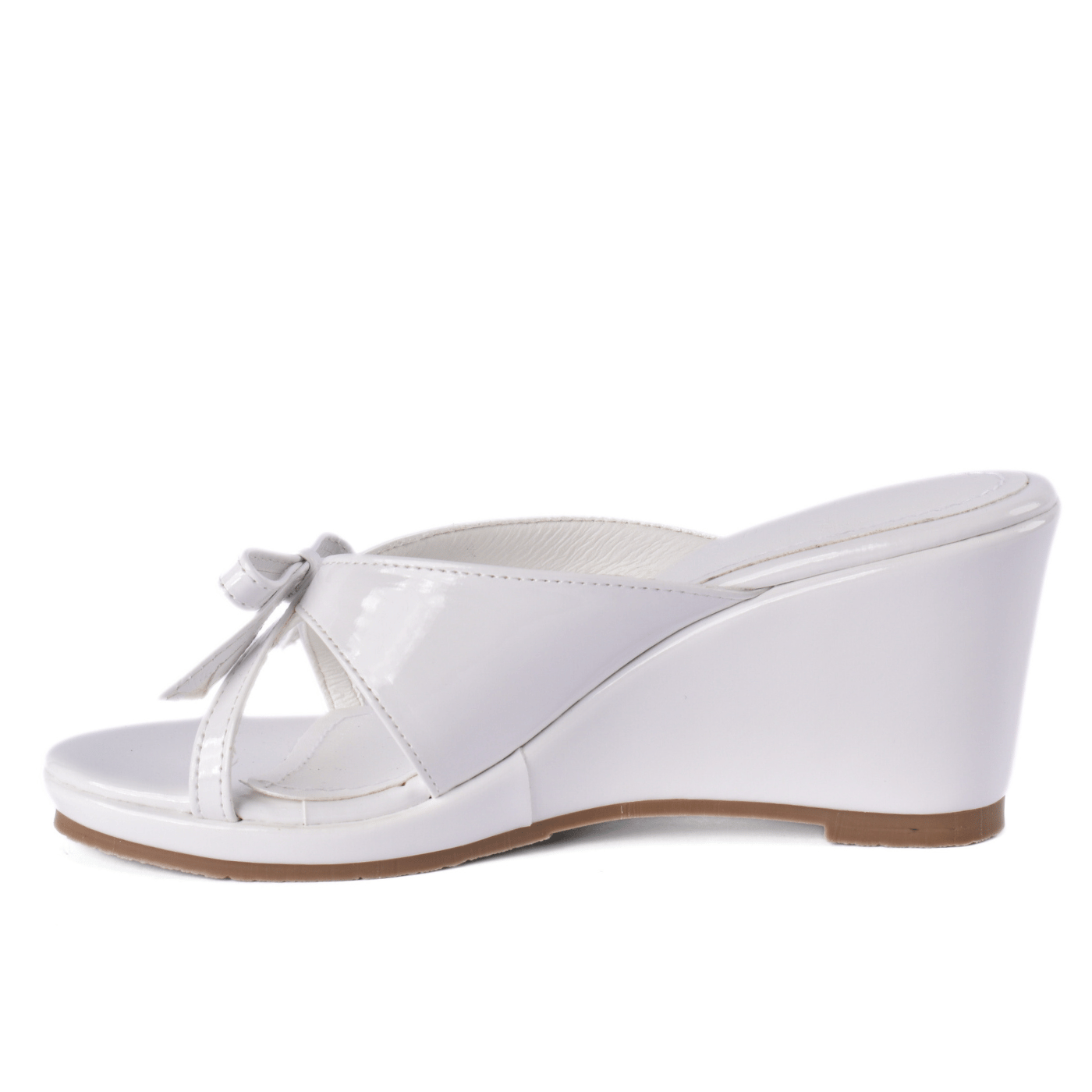 Shiny Slip-On Heels with Front Bow Melouk