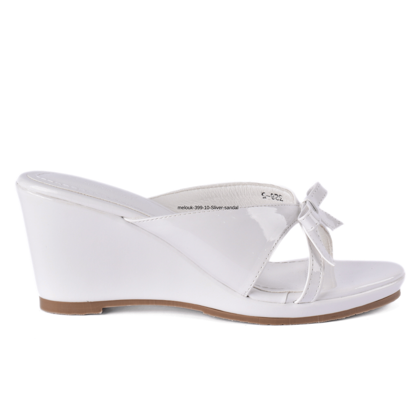 Shiny Slip-On Heels with Front Bow Melouk