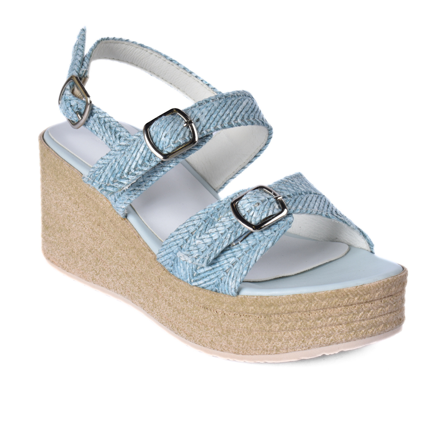 Wedge Sandals with Double Buckle Straps