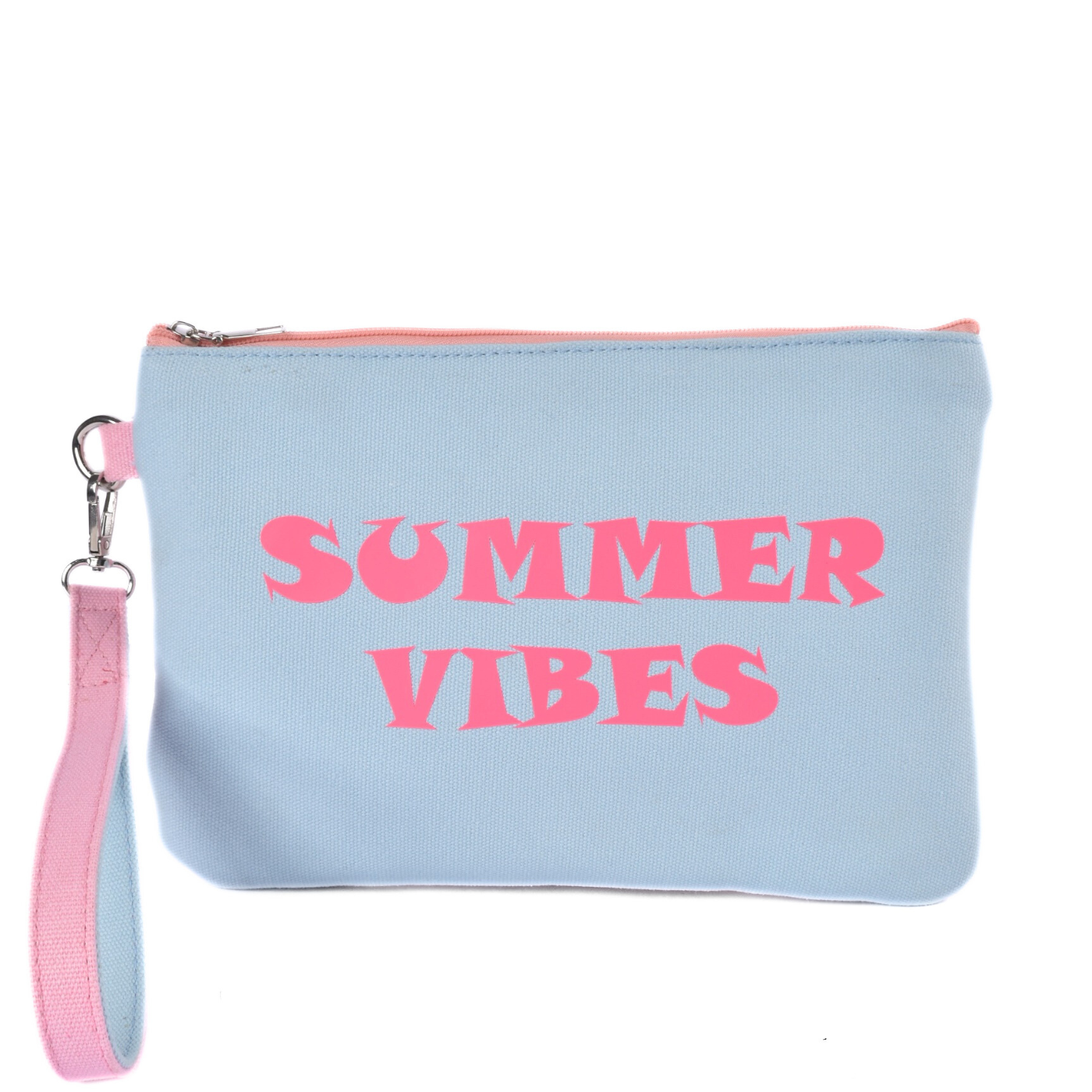 Canvas Wristlet With Colorful Summer Graphic Light Blue Melouk