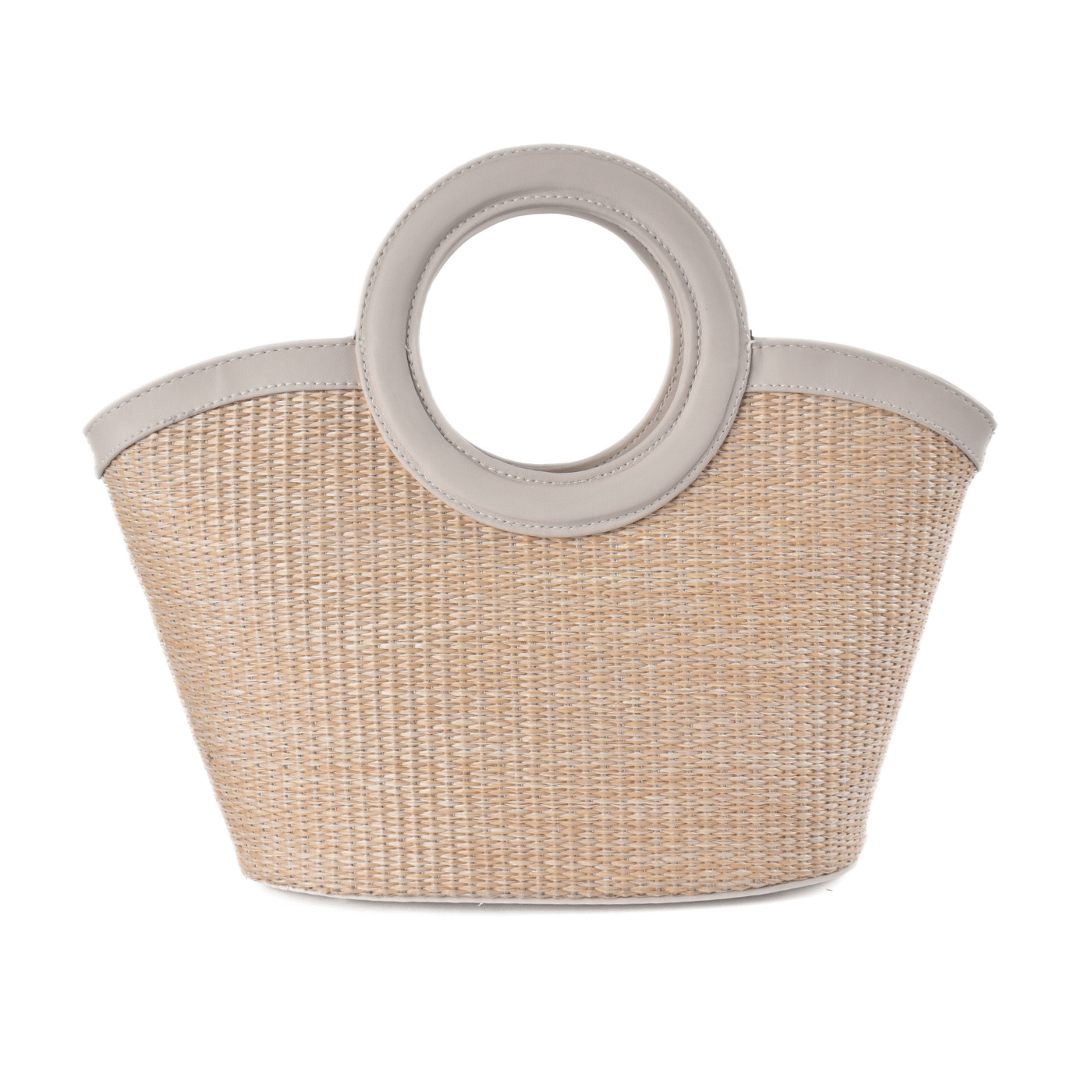 Women’s Woven Straw Tote Bag with Round Handles Beige Melouk