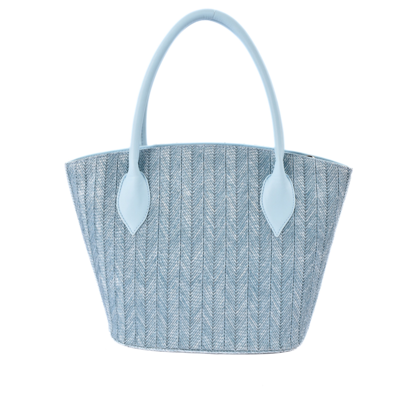 Woven Shoulder Bag With Leather Handles Light Blue Melouk