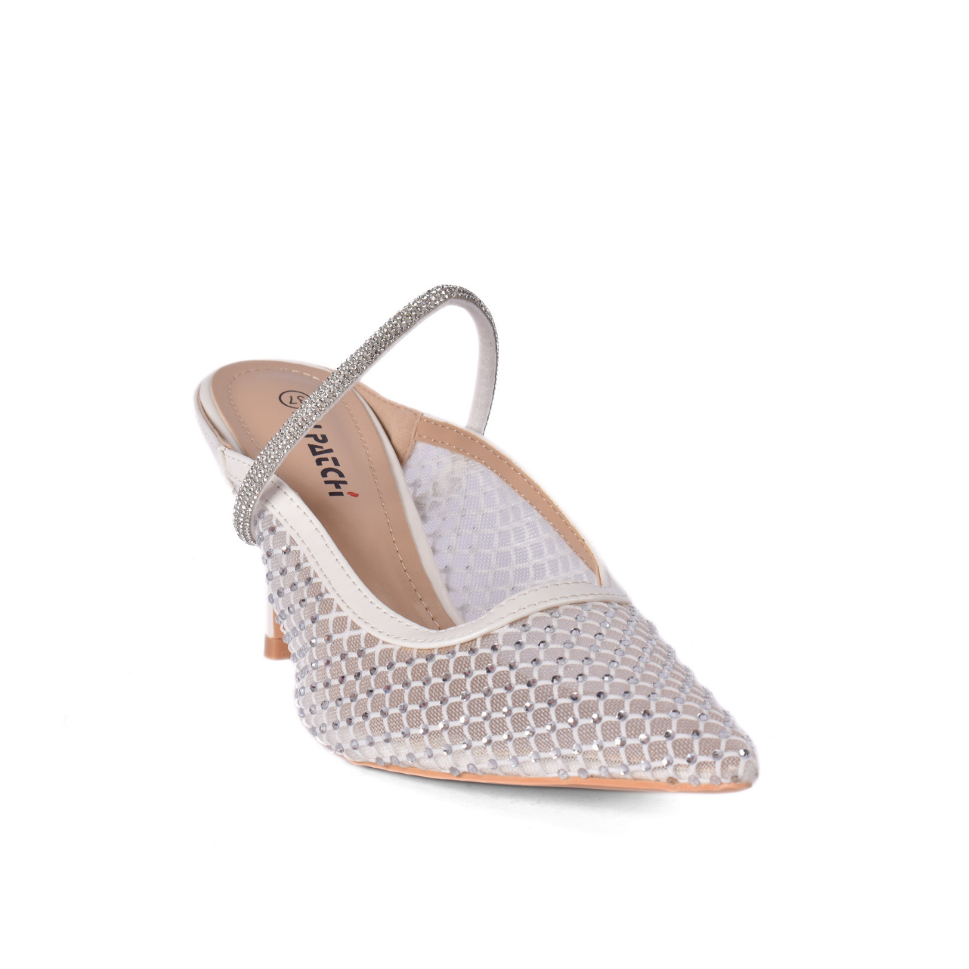 Attractive high-heeled shoes White