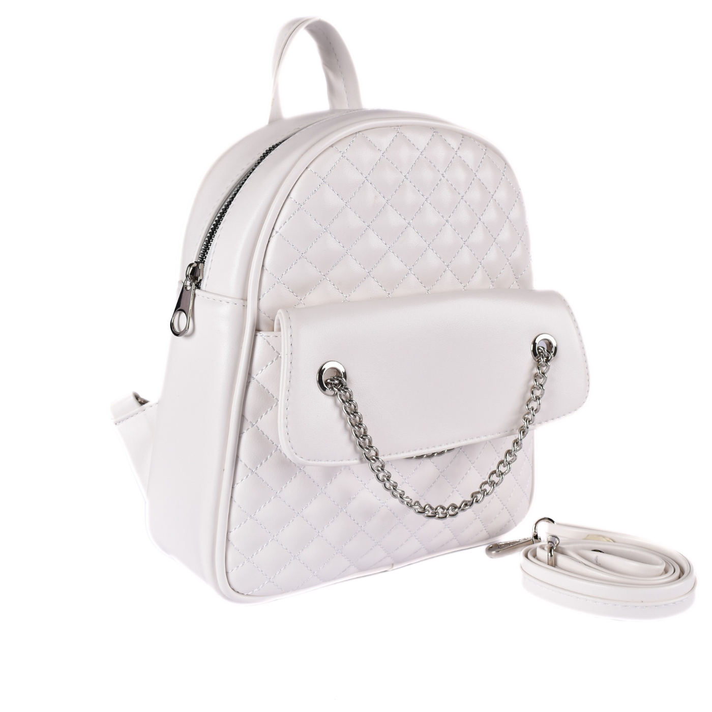 Quilted Faux Leather Backpack With Chain Detail Melouk