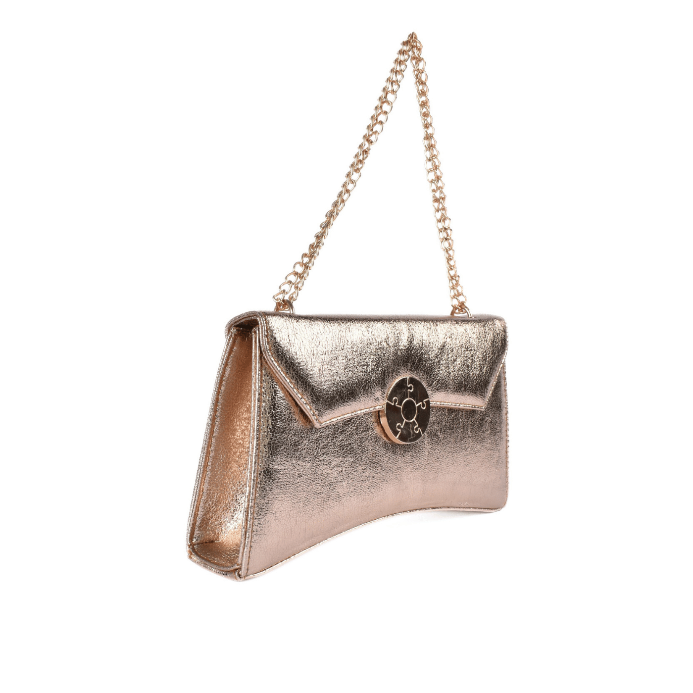 Shiny Metallic Clutch with Strap
