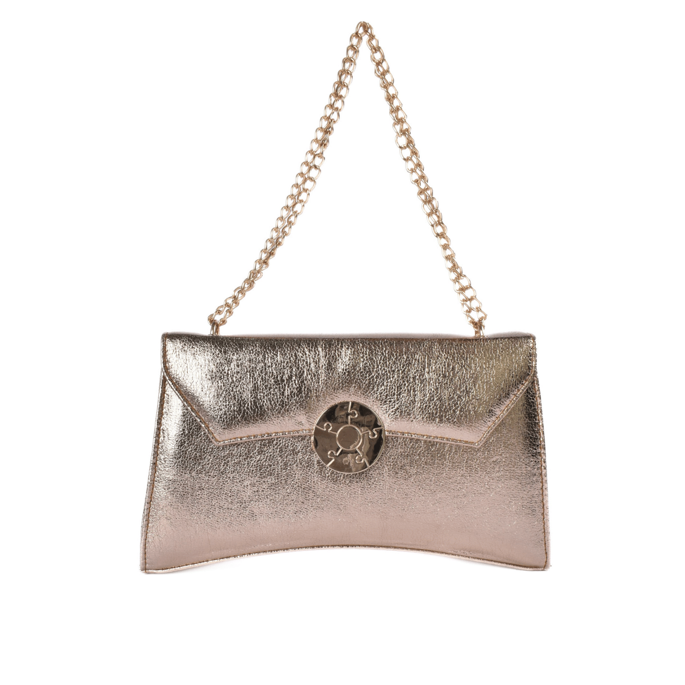 Shiny Metallic Clutch with Strap