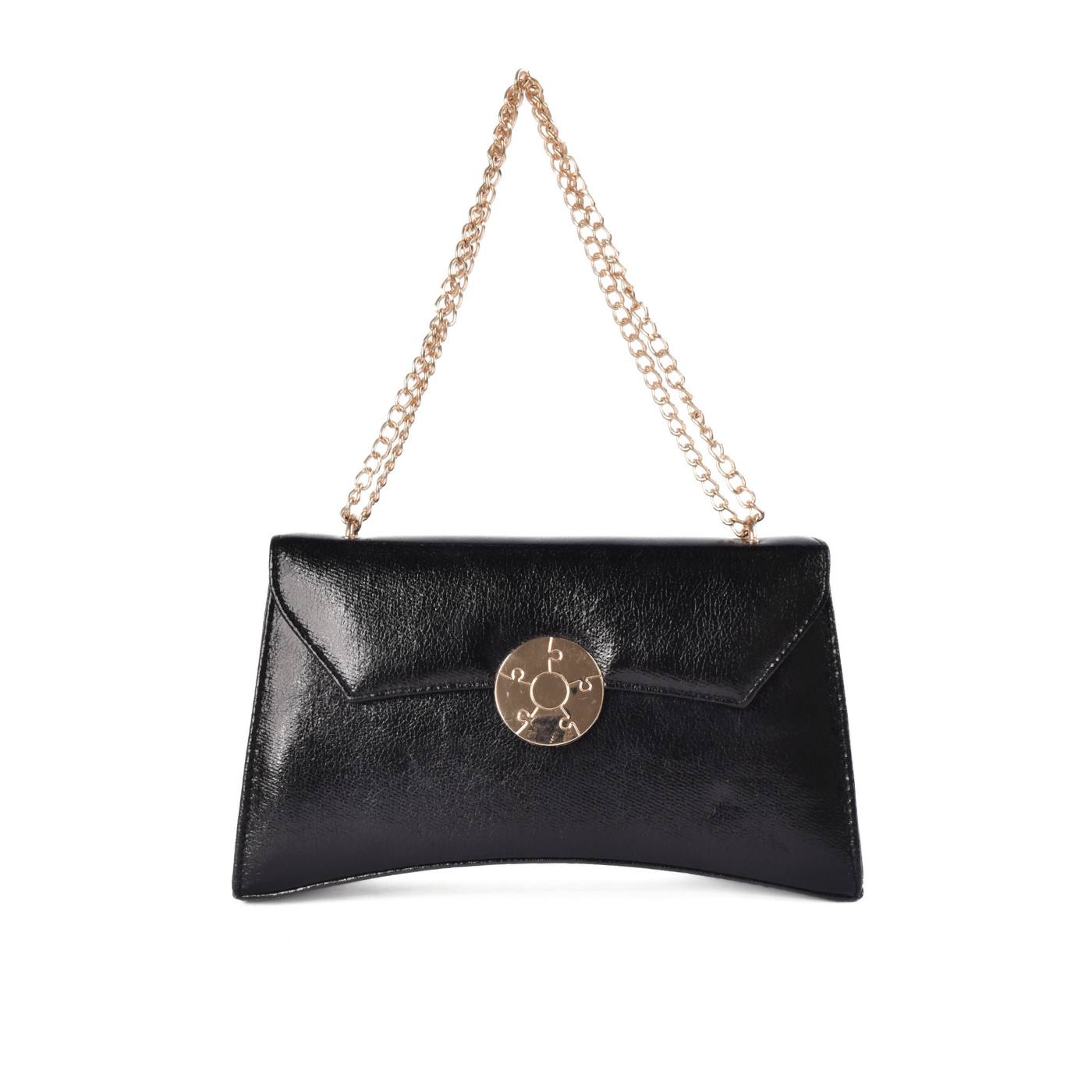 Shiny Metallic Clutch with Strap