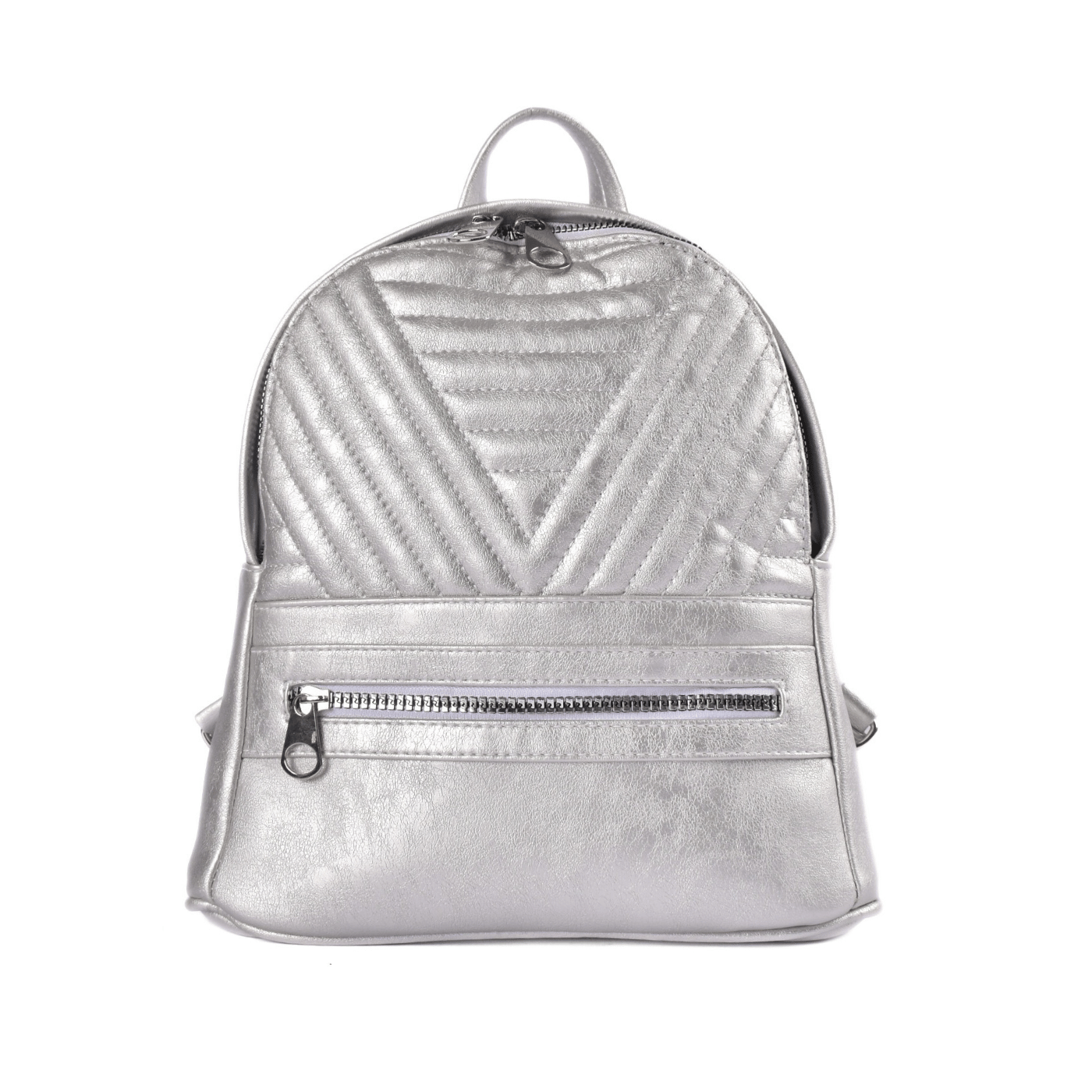 Fashionable Zipper Backpack Silver Melouk