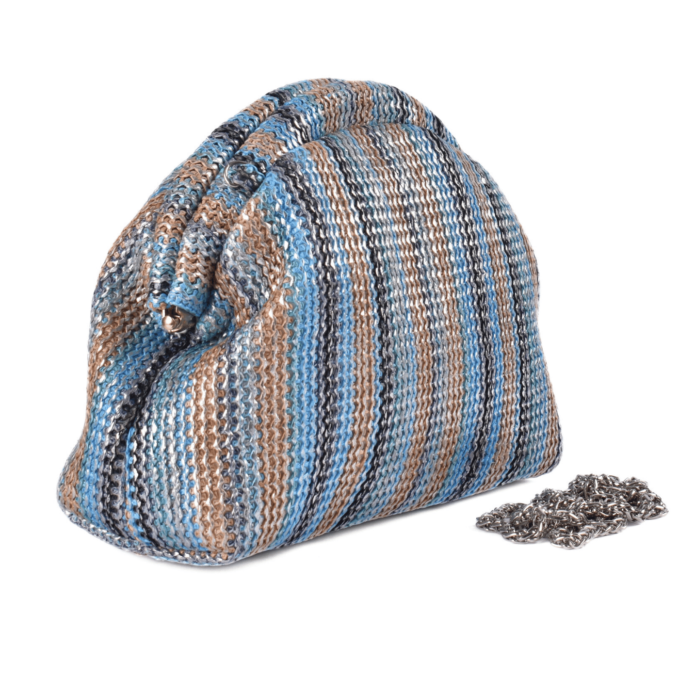 Colorful Woven Clutch with Chain Strap Fuchsia Melouk