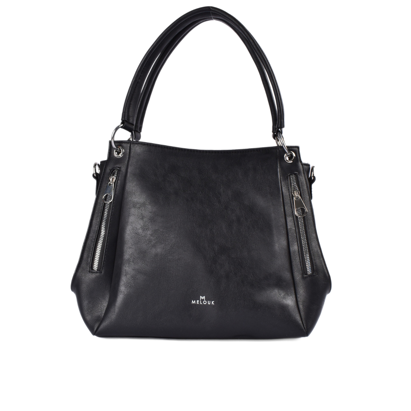 Leather Tote Bag with Zipper Details